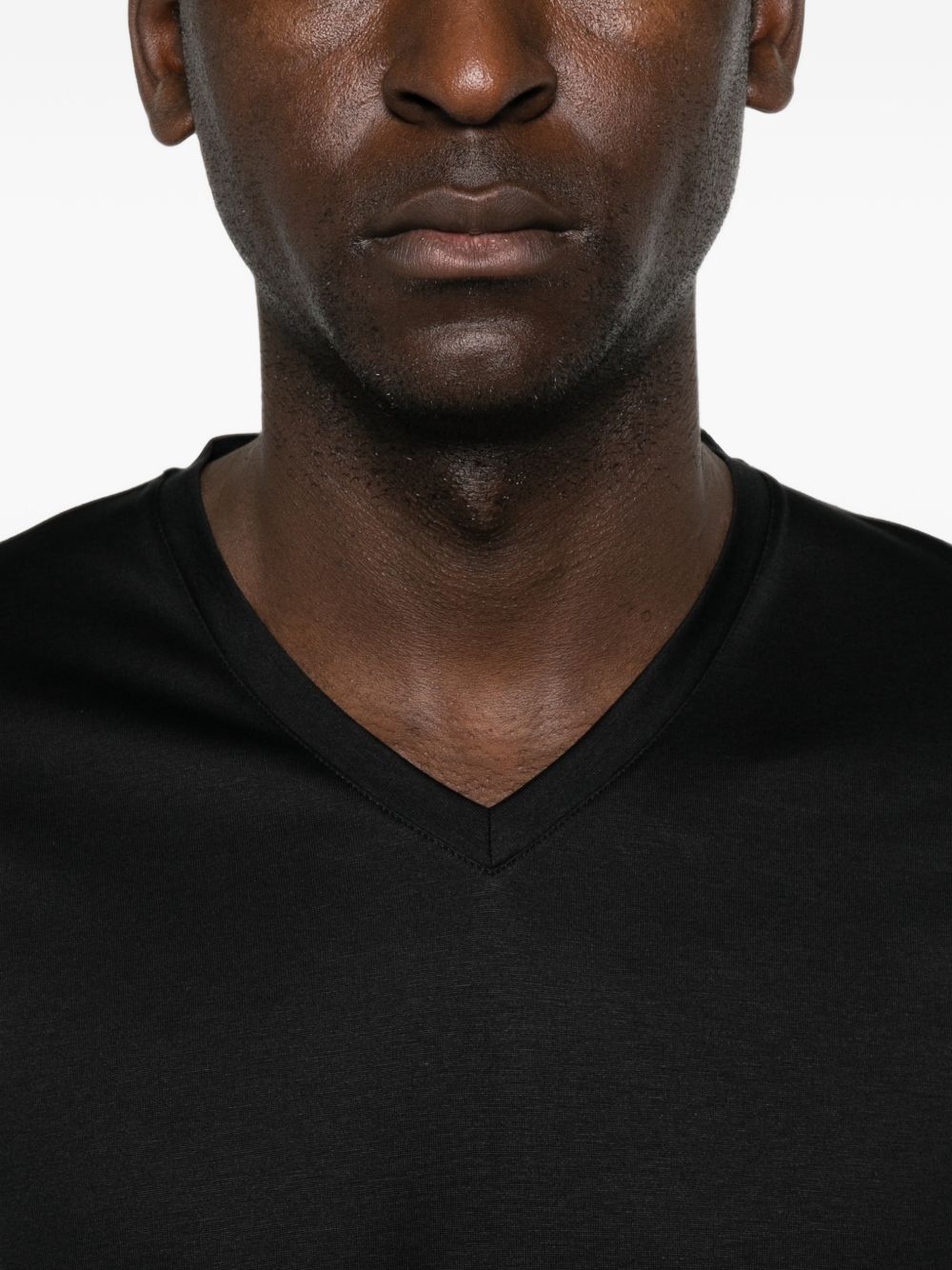 Gucci Men Silk V-Necked T-Shirt