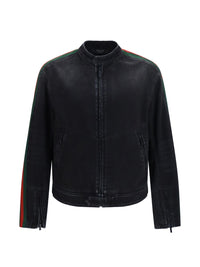 Gucci Men Web Detail Denim Jacket