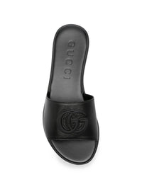 Gucci Women Double G Leather Flat Sandals