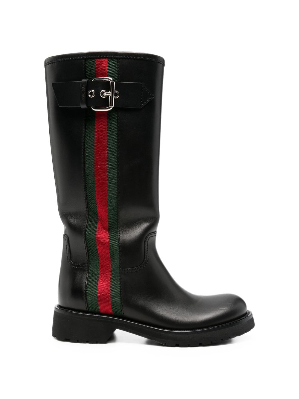 Gucci Women Web Detail Leather Boots