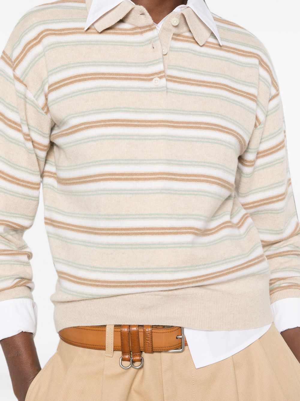 Guest In Residence Women Striped Cashmere Polo Shirt