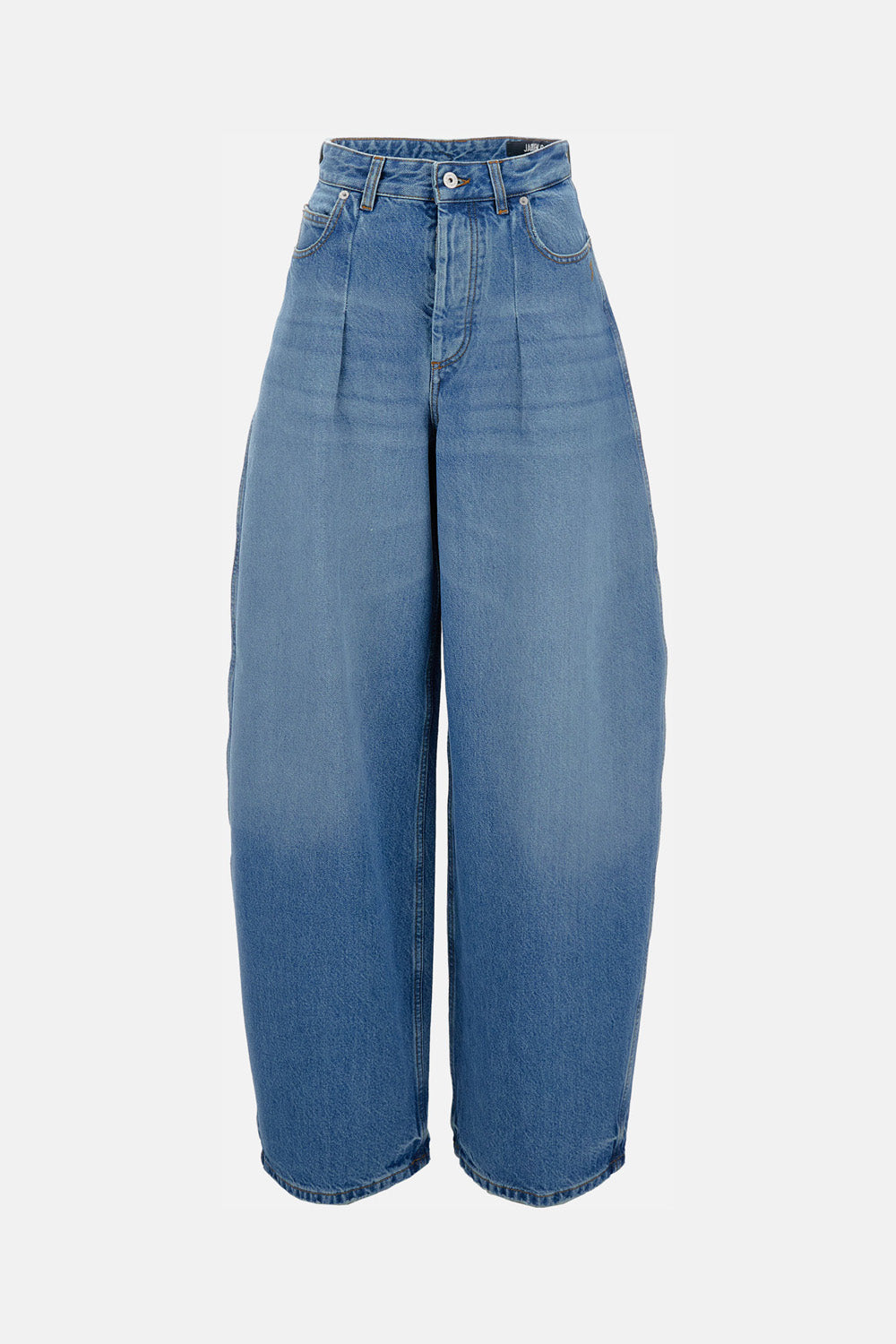 Jacquemus Women Cotton Balloon Jeans Made In Italy. Front Button Closure, 5 Pockets, Light Blue.