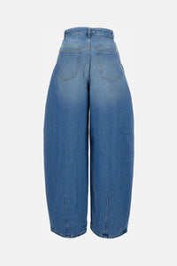 Jacquemus Women Cotton Balloon Jeans Made In Italy. Front Button Closure, 5 Pockets, Light Blue.