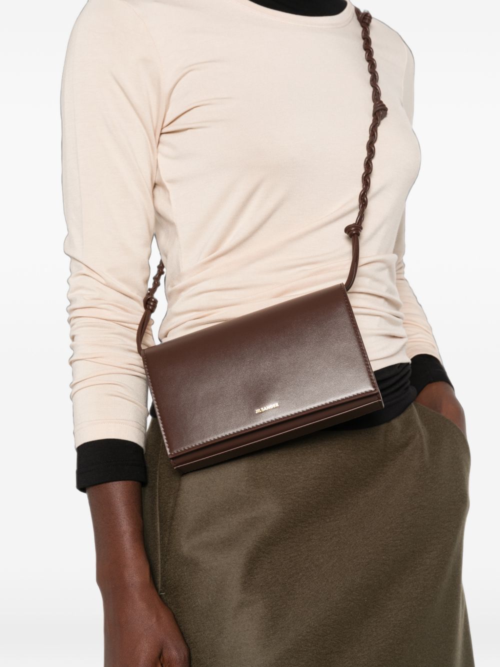 Jil Sander Women Tangle Leather Wallet On Chain