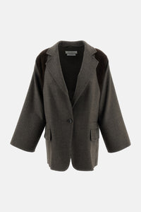 Max Mara Women Oversized Double Wool And Suede Blazer