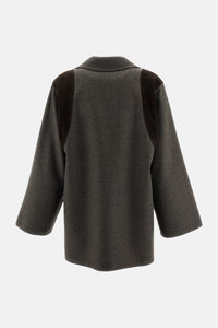 Max Mara Women Oversized Double Wool And Suede Blazer