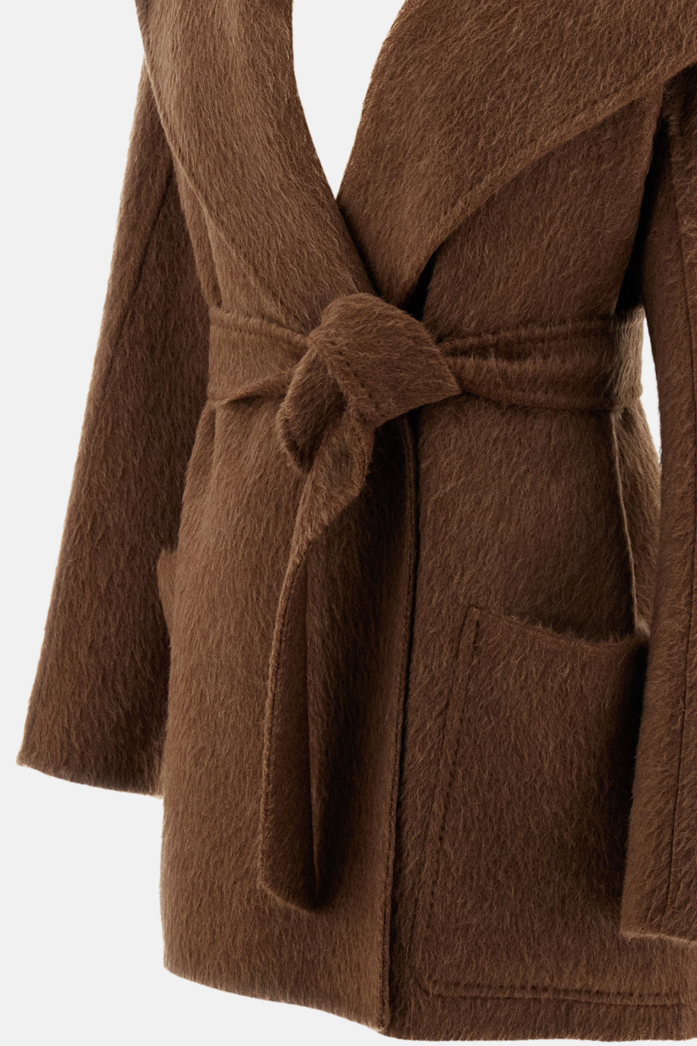 Max Mara Women Short Hooded Camel And Mohair Coat