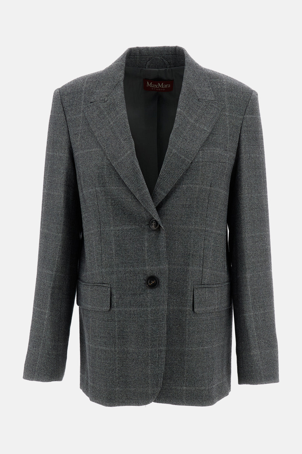 Max Mara Studio Women Single-Breasted Wool Flannel Blazer With Belt