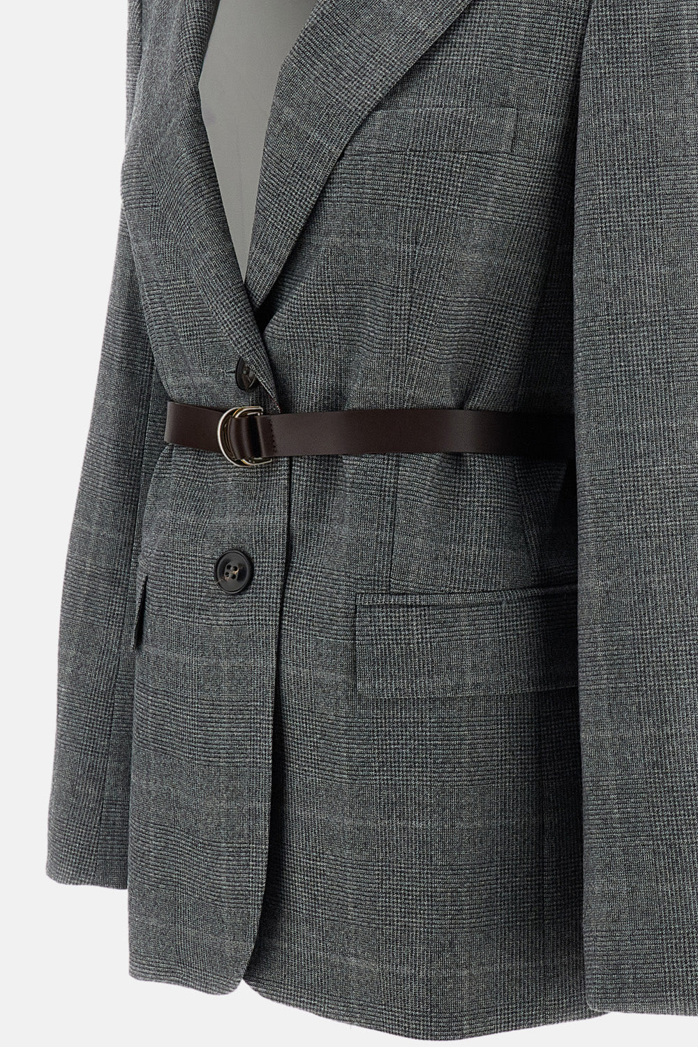 Max Mara Studio Women Single-Breasted Wool Flannel Blazer With Belt