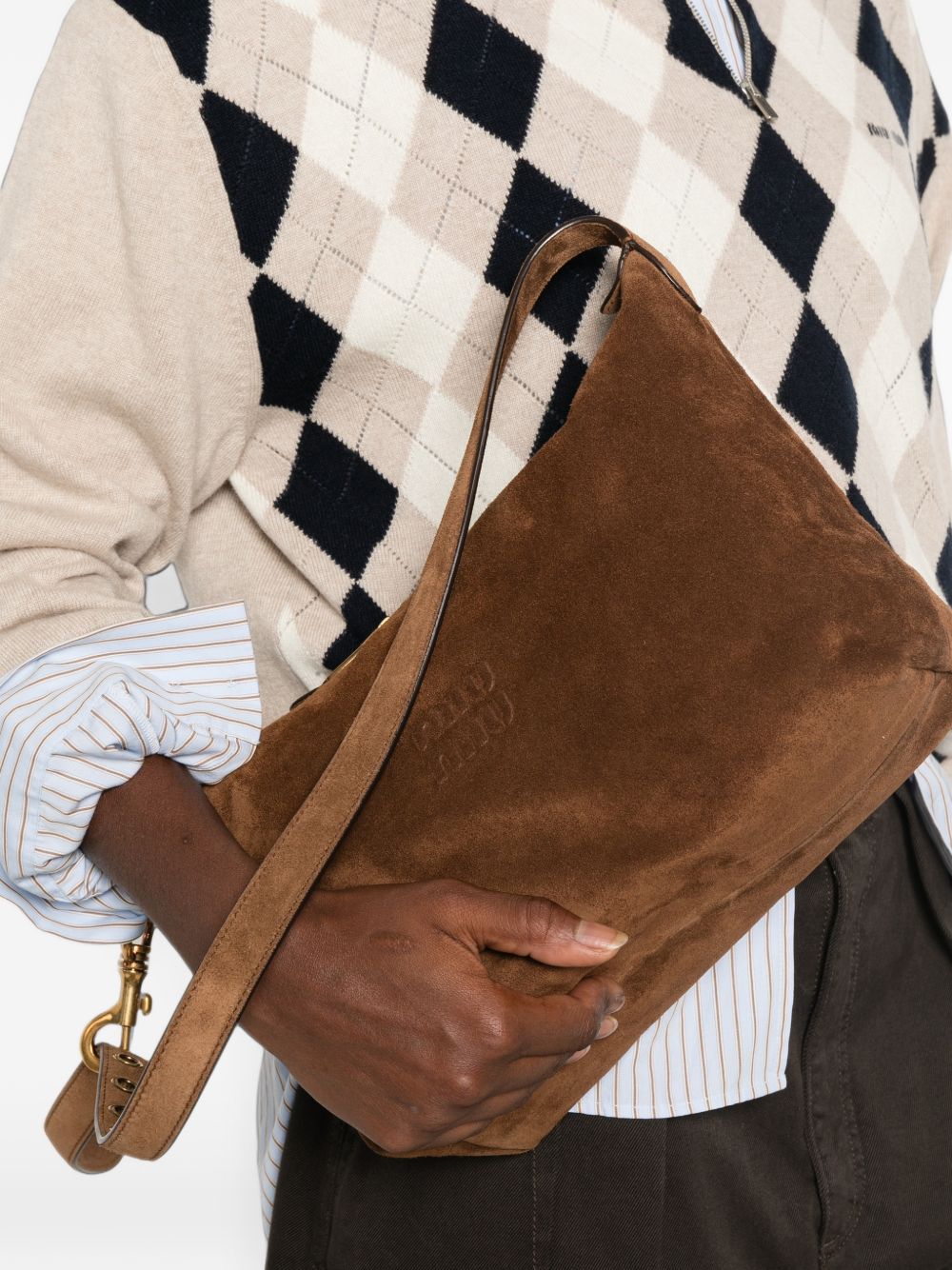 Miu Miu Women Spirit Suede Leather Shoulder Bag