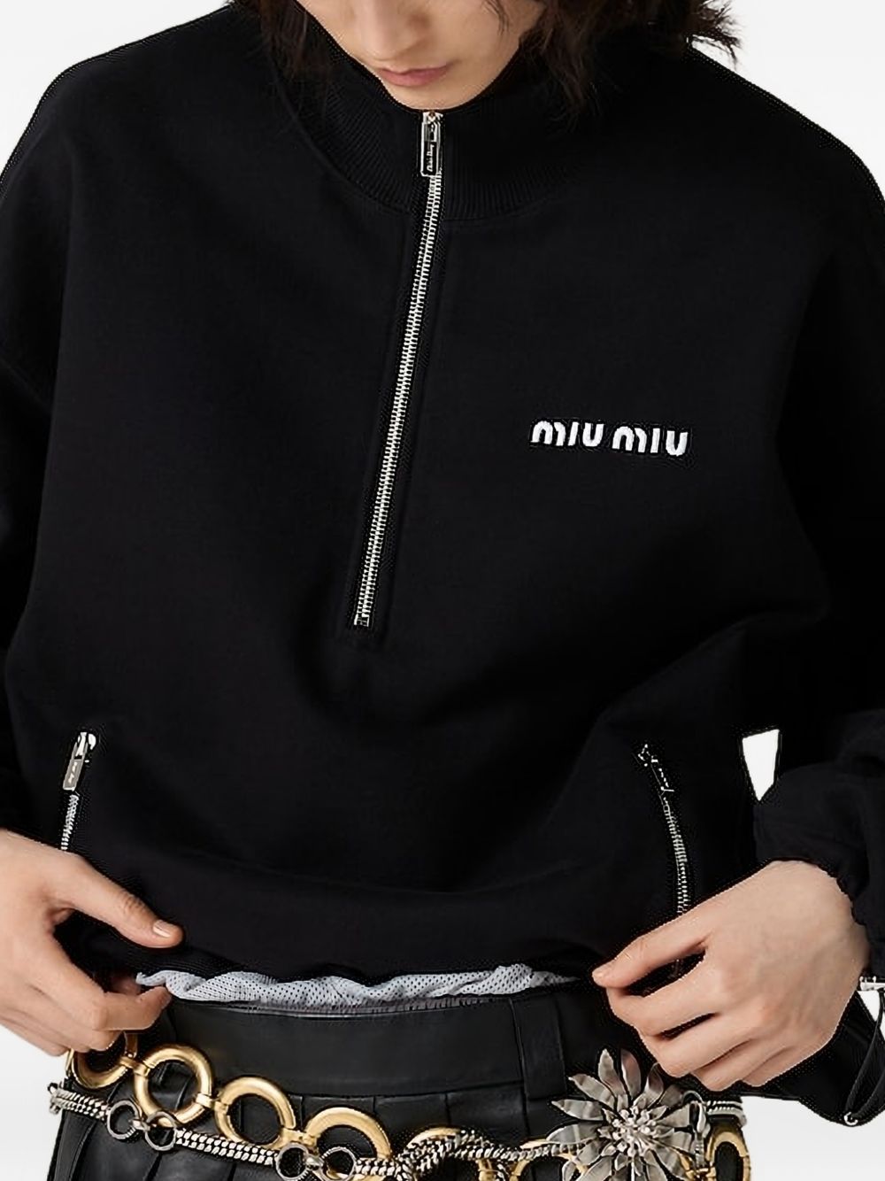 MIU MIU Miu Miu Women Half-Zip Fleece Sweatshirt