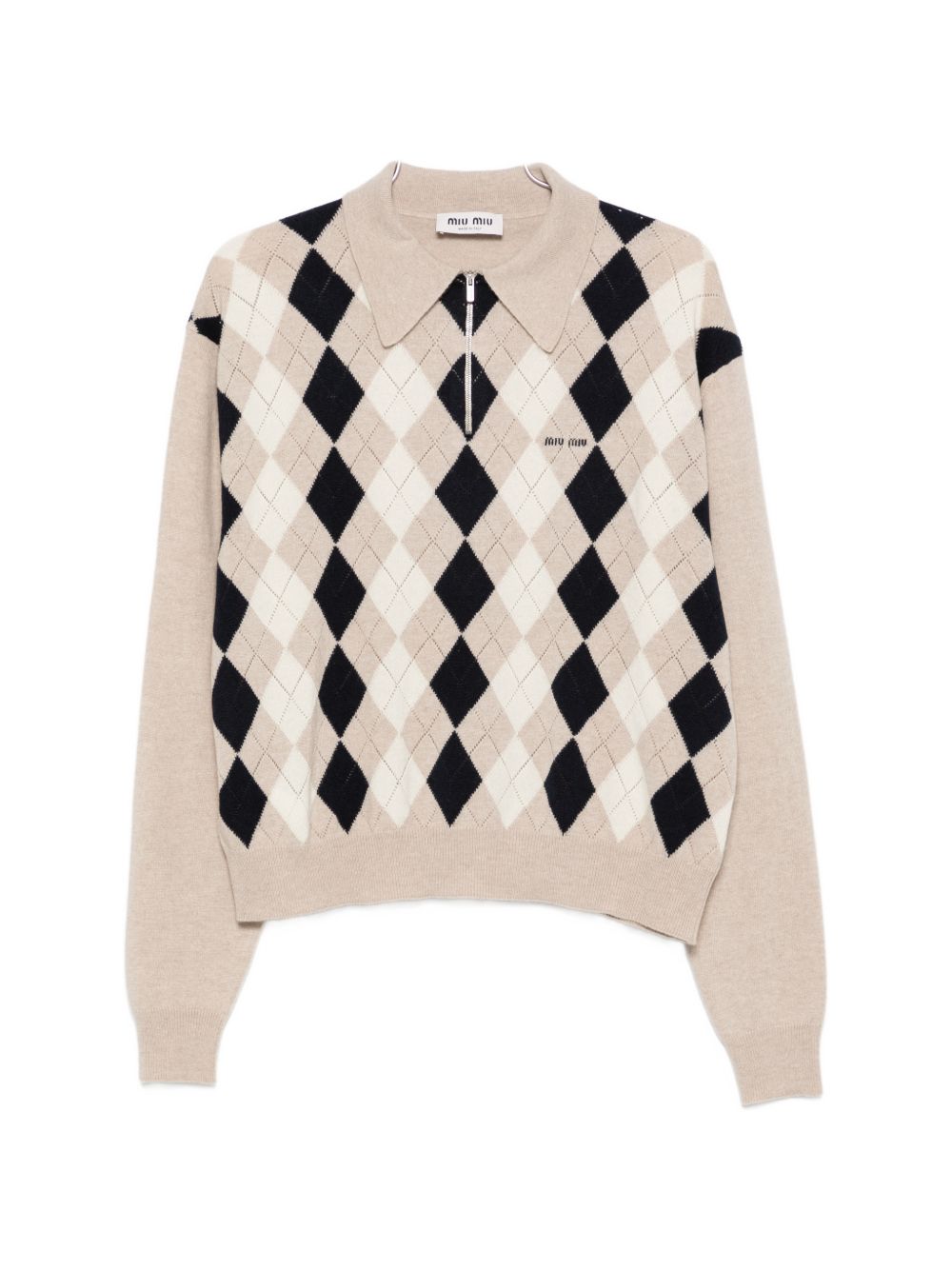 Miu Miu Women Logo Cashmere Polo Shirt