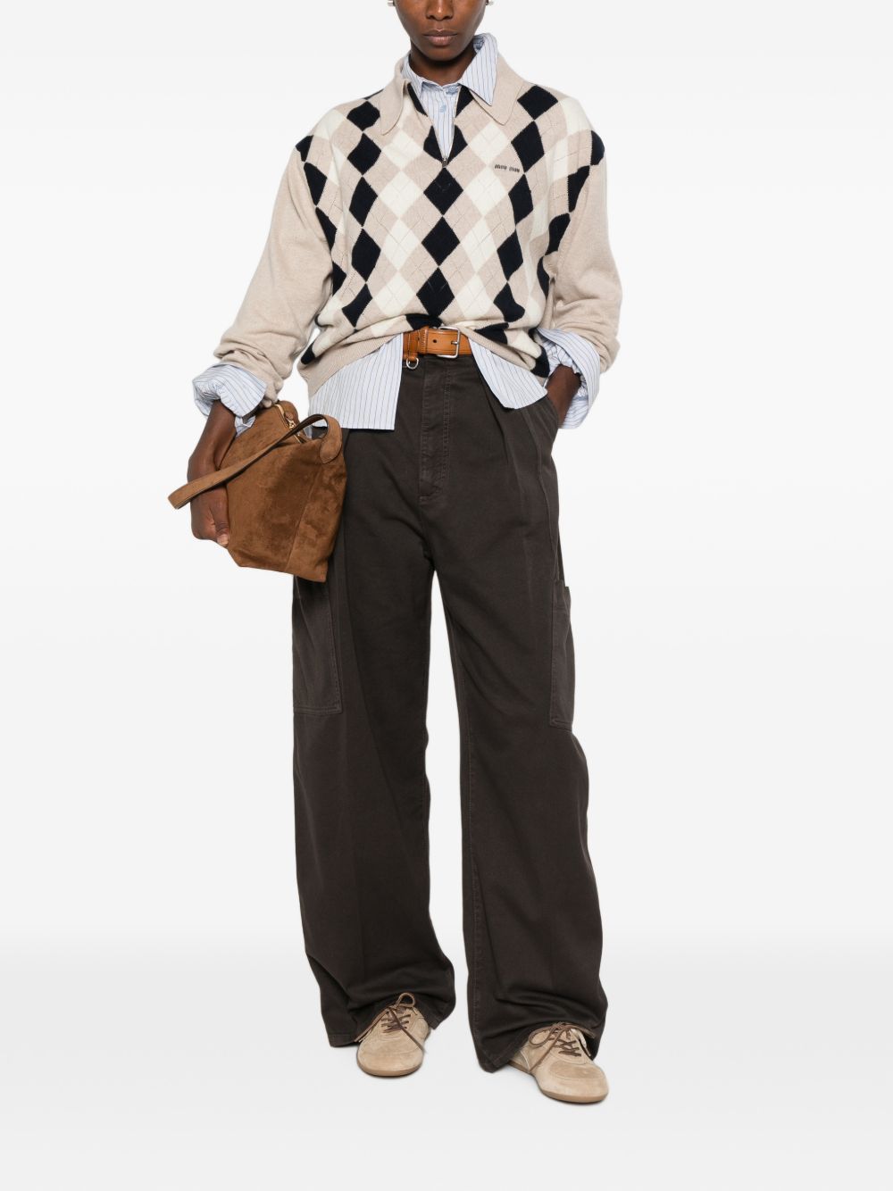 Miu Miu Women Logo Cashmere Polo Shirt