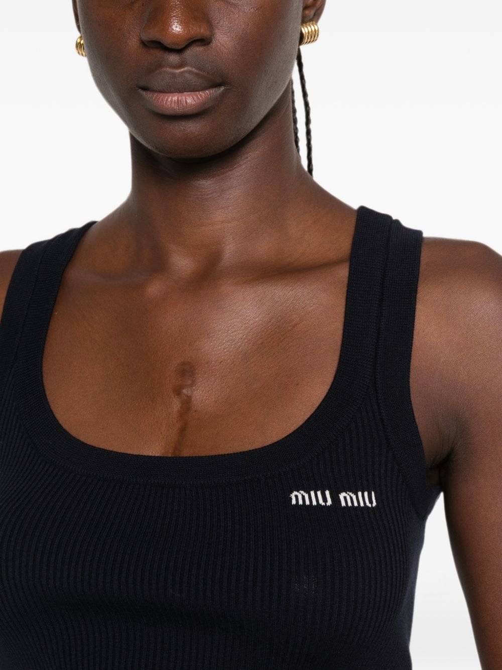 Miu Miu Women Logo Cotton Tank Top