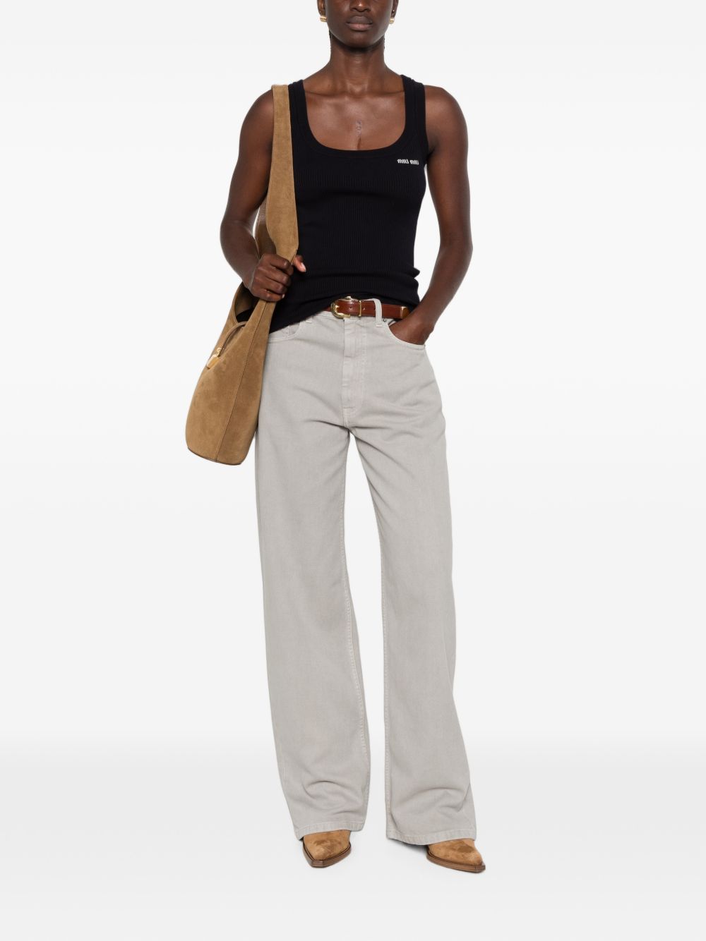 Miu Miu Women Logo Cotton Tank Top
