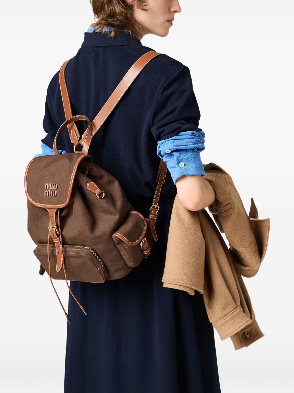 MIU MIU Miu Miu Women Canvas And Leather Large Backpack