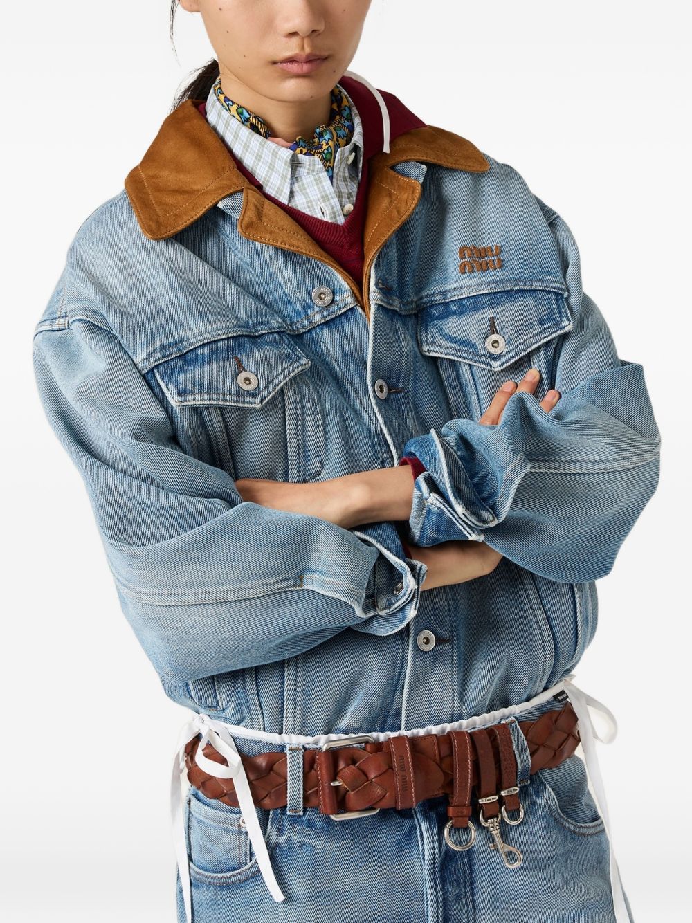 MIU MIU Miu Miu Women Denim And Leather Blouson Jacket