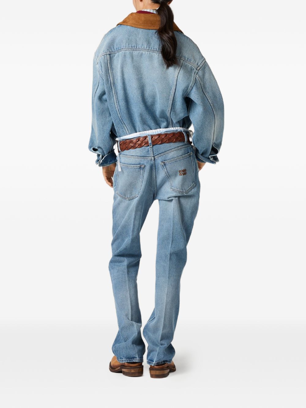Miu Miu Women Denim And Leather Blouson Jacket – Bluefly