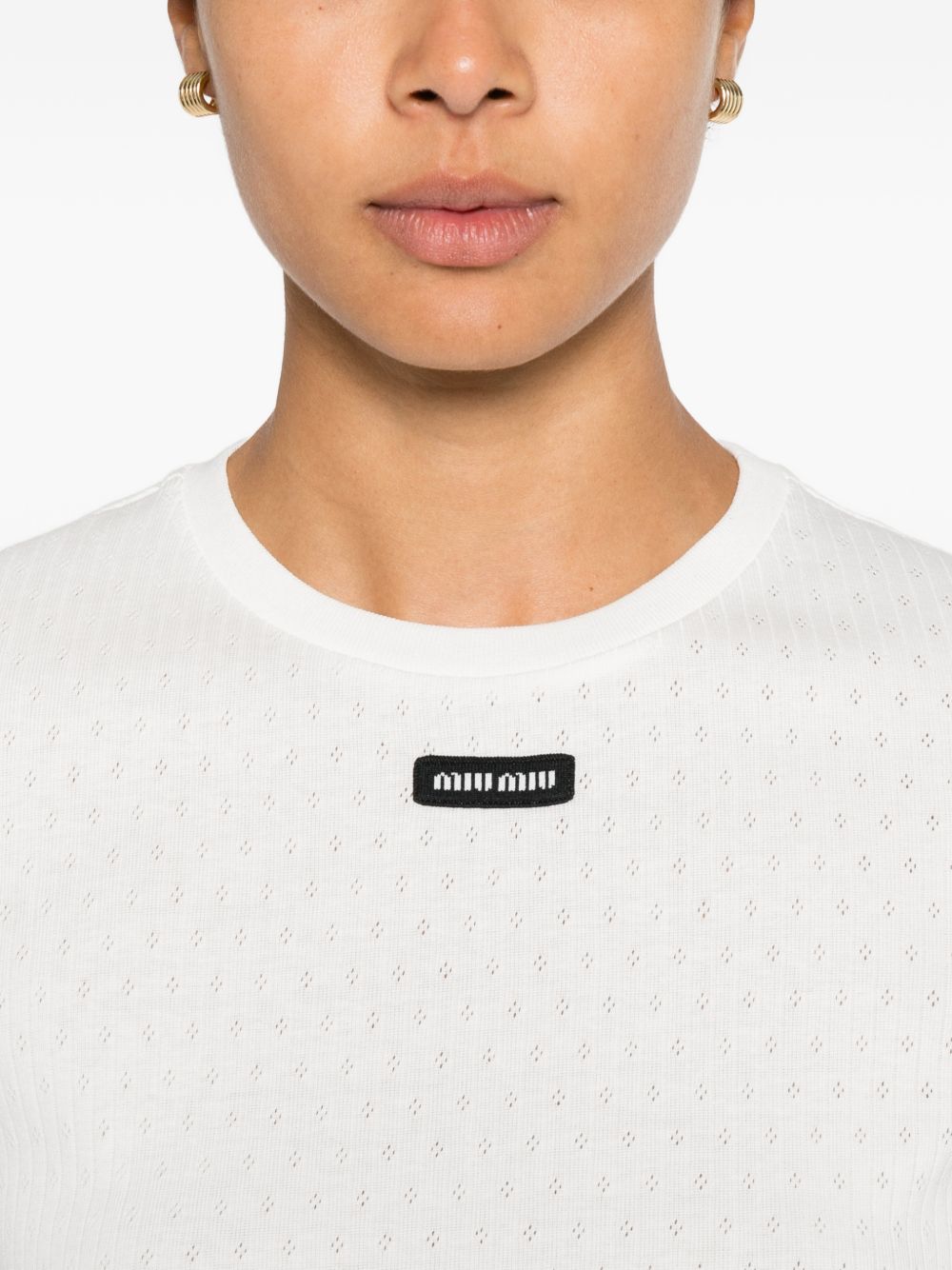 MIU MIU Miu Miu Women Logo Cotton T-Shirt