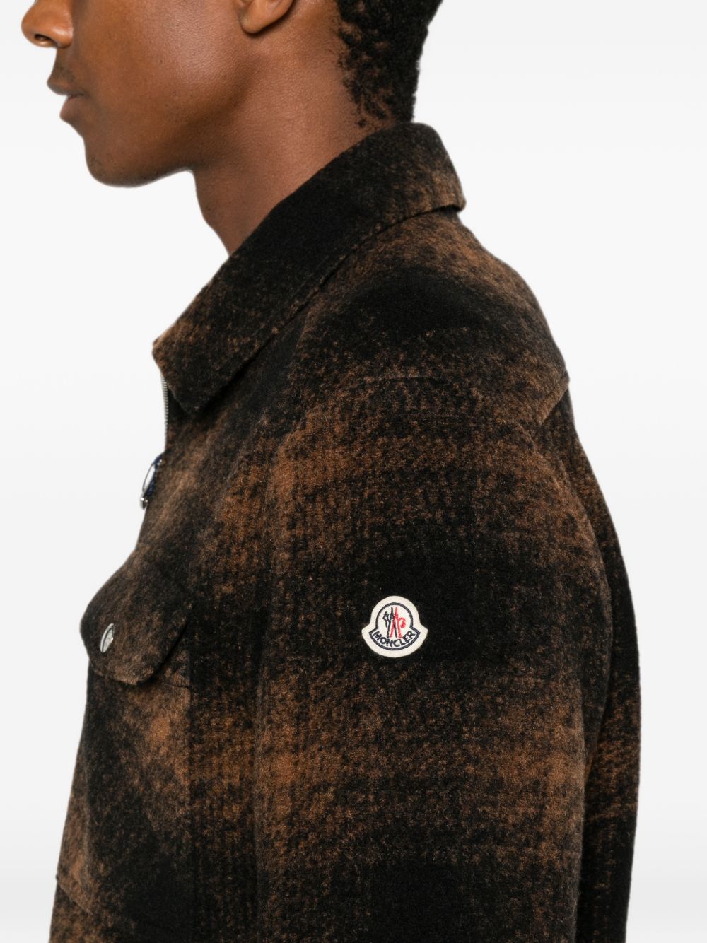 Moncler Men Checked Wool Blend Jacket