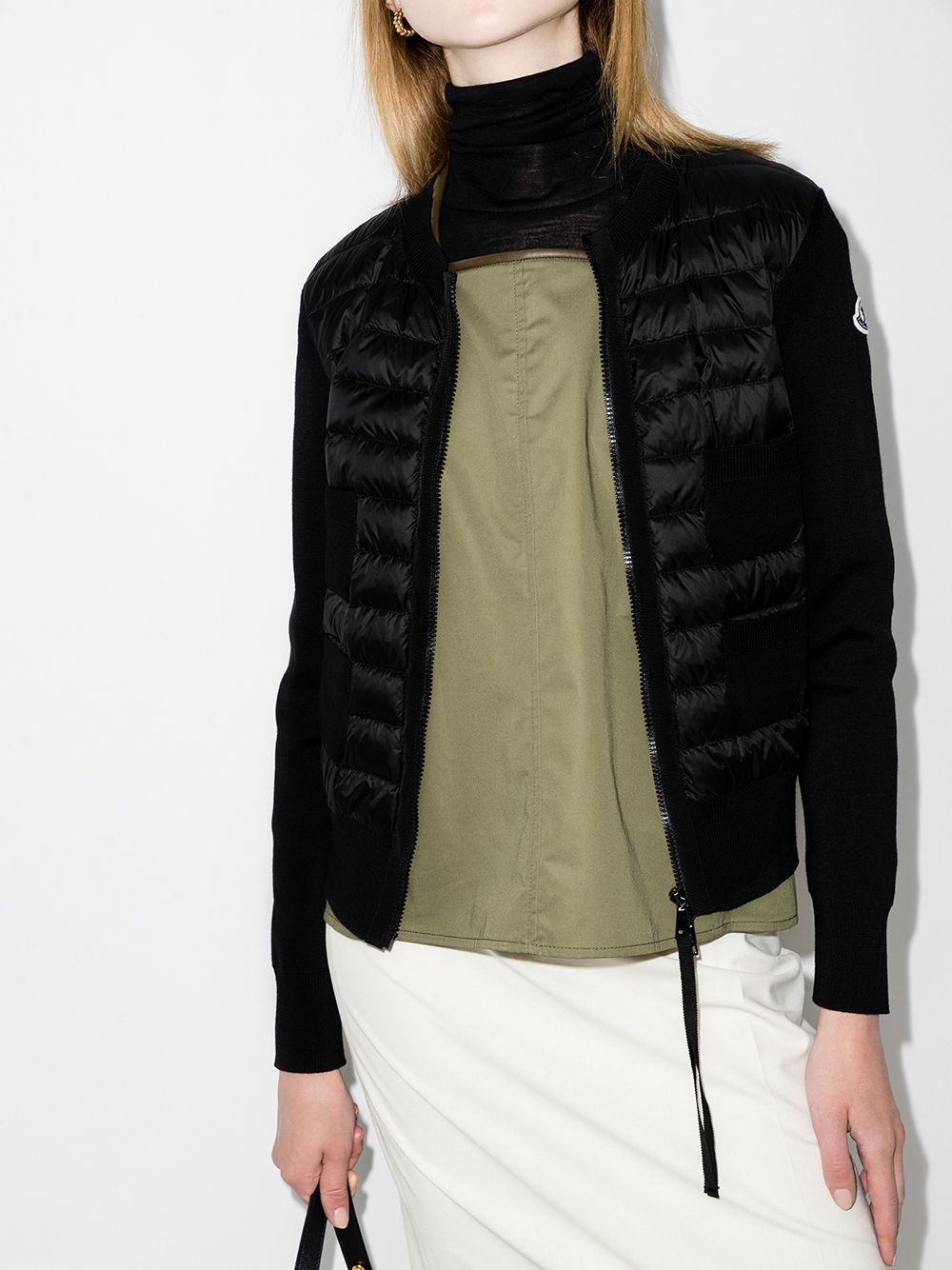 Moncler Women Wool And Nylon Padded Cardigan