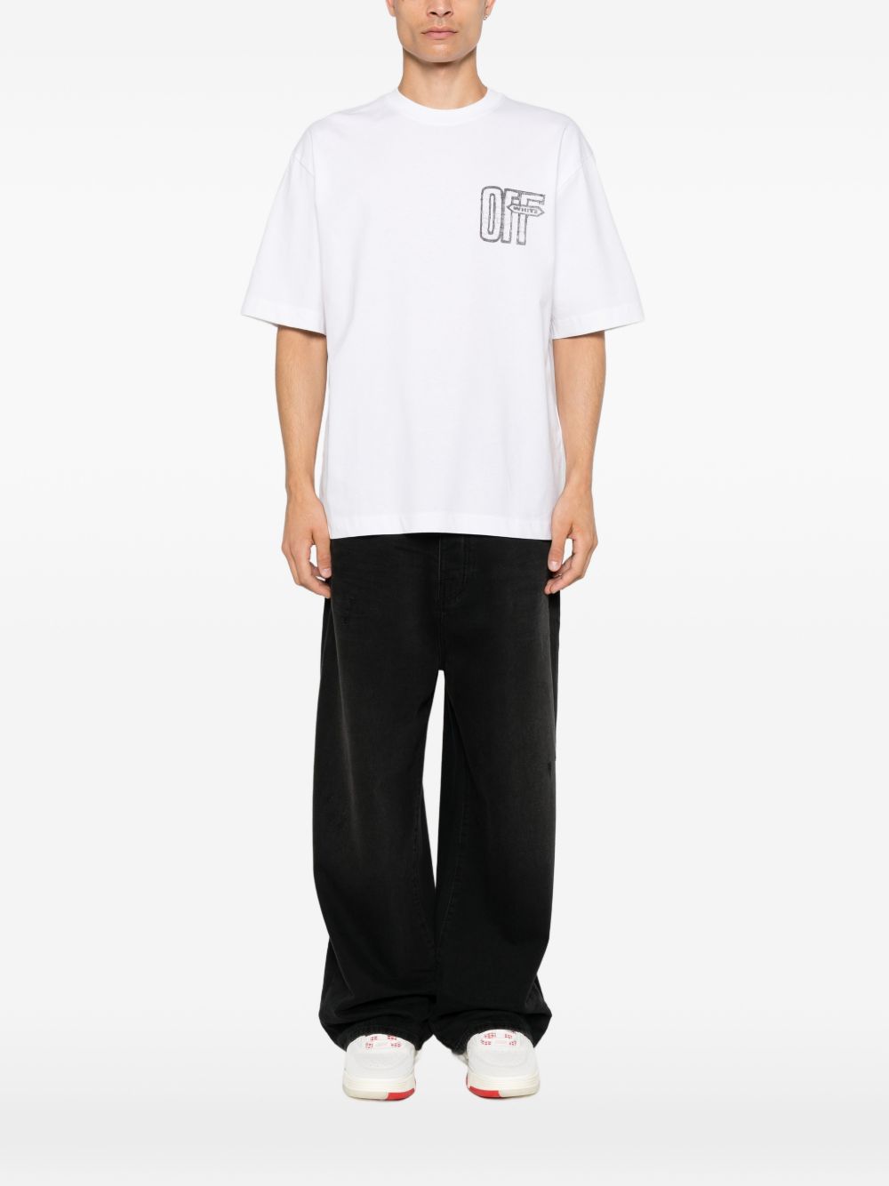 Off-White Men Motion Arrow Skate Cotton T-Shirt