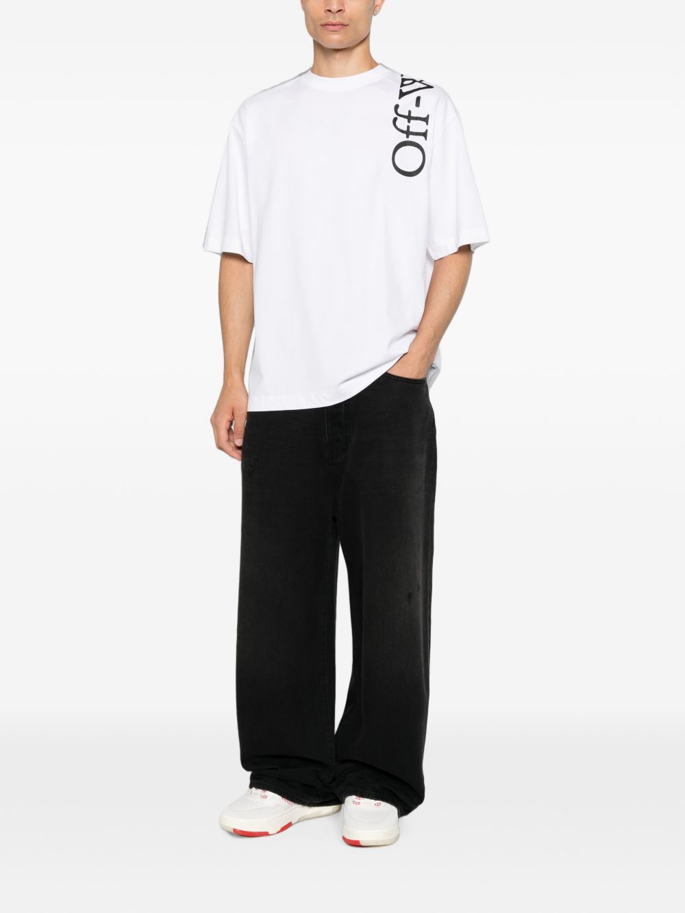 Off-White Men Vertical Bookish Skate Cotton T-Shirt