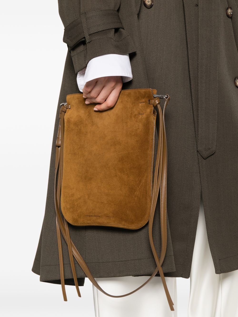Phoebe Philo Women Gig Tie Pouch Leather Shoulder Bag