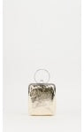 Plan C Plan C Women Metallic Crinkled Lambskin Rectangular Pouch