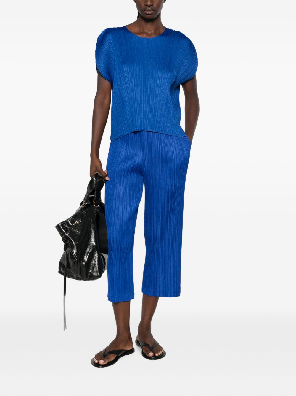 Pleats Please Issey Miyake Women Pleated Wide-Leg Trousers