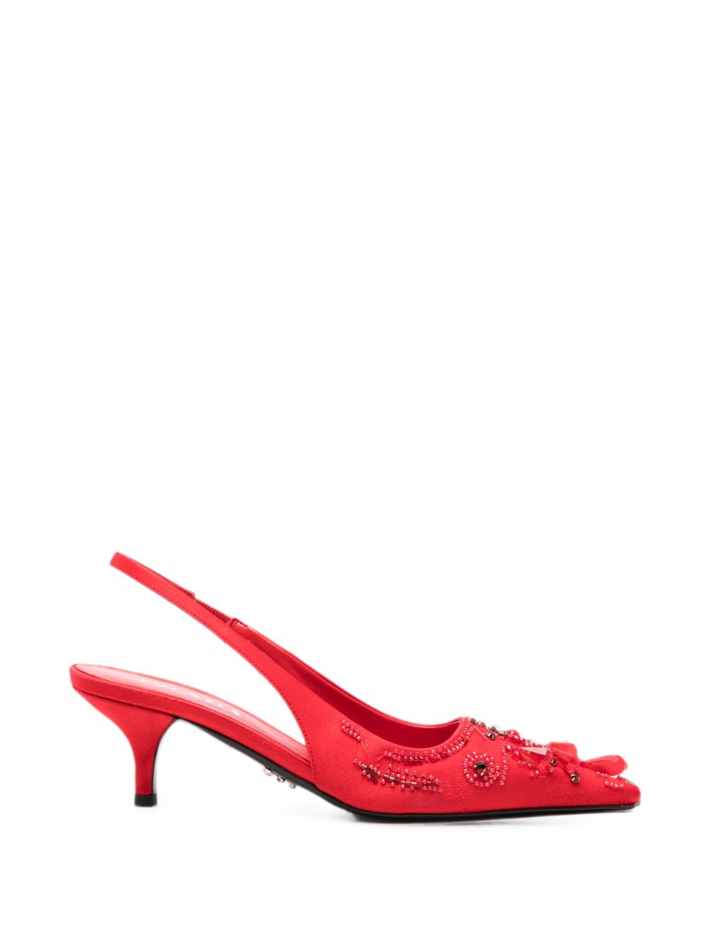Prada Women Embroidered Slingback Pumps