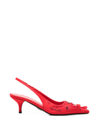 Prada Women Embroidered Slingback Pumps