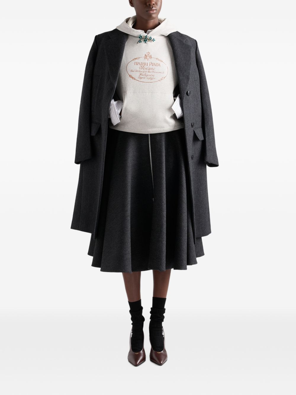 Prada Women Logo Cotton Hoodie