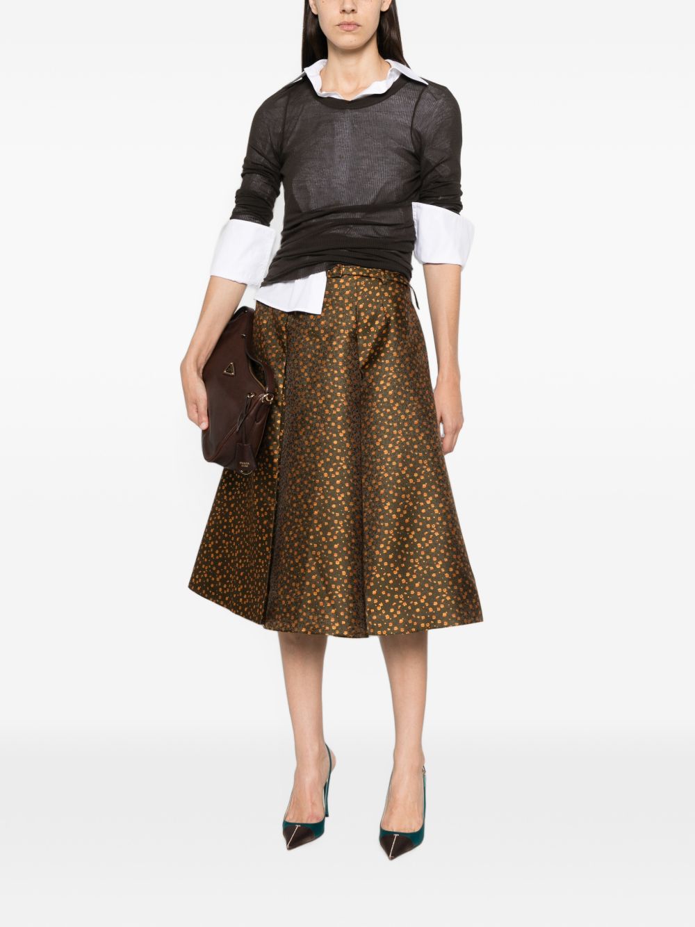 Prada Women Duchesse Midi Skirt