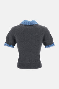 Rabanne Women Knitted T-Shirt With Satin Collar