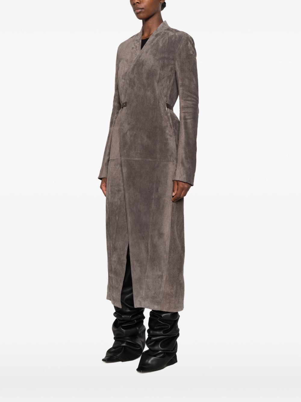 Rick Owens Women Leather Long Coat