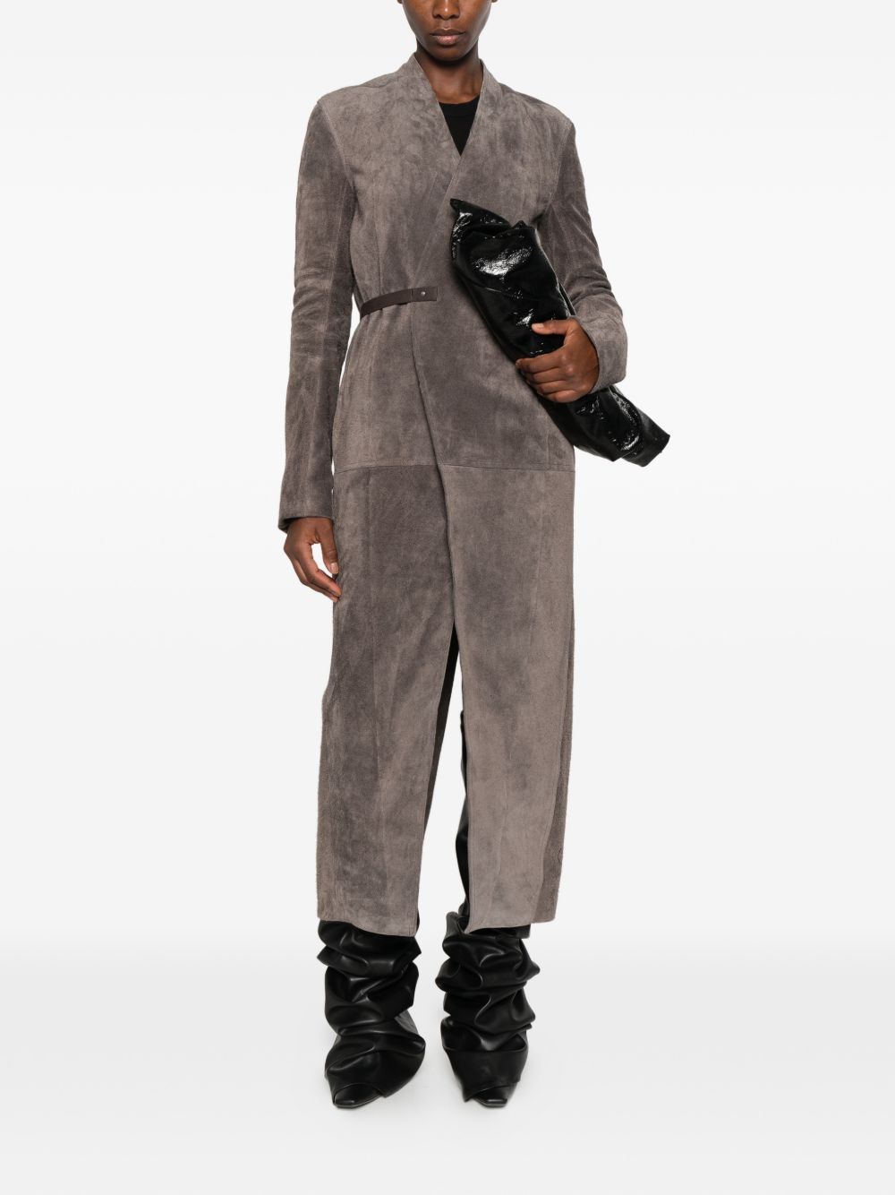 Rick Owens Women Leather Long Coat