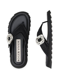 Roger Vivier Women Slidy Flip Satin Thong Sandals