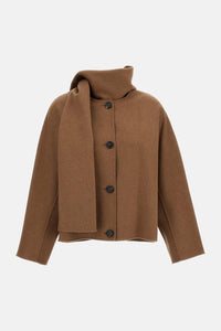 S Max Mara S Max Mara Women Cropped Double Pure Wool Drap Jacket With Scarf