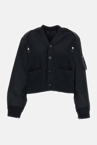 Sacai Sacai Women Nylon Twill X Cotton Knit Cardigan