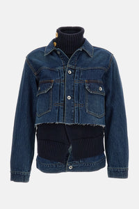 Sacai Sacai Women Denim X Wool Knit Jacket