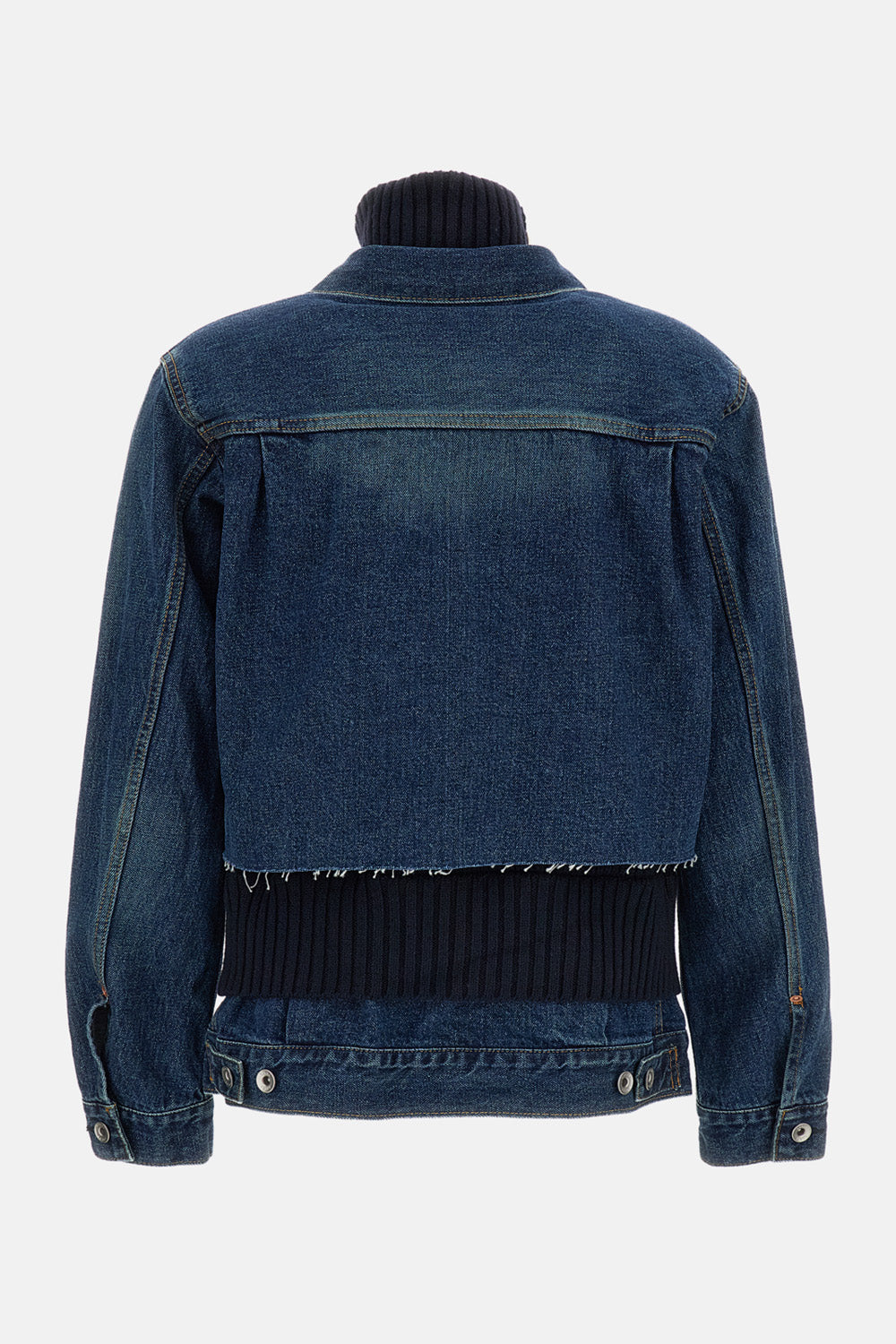 Sacai Sacai Women Denim X Wool Knit Jacket