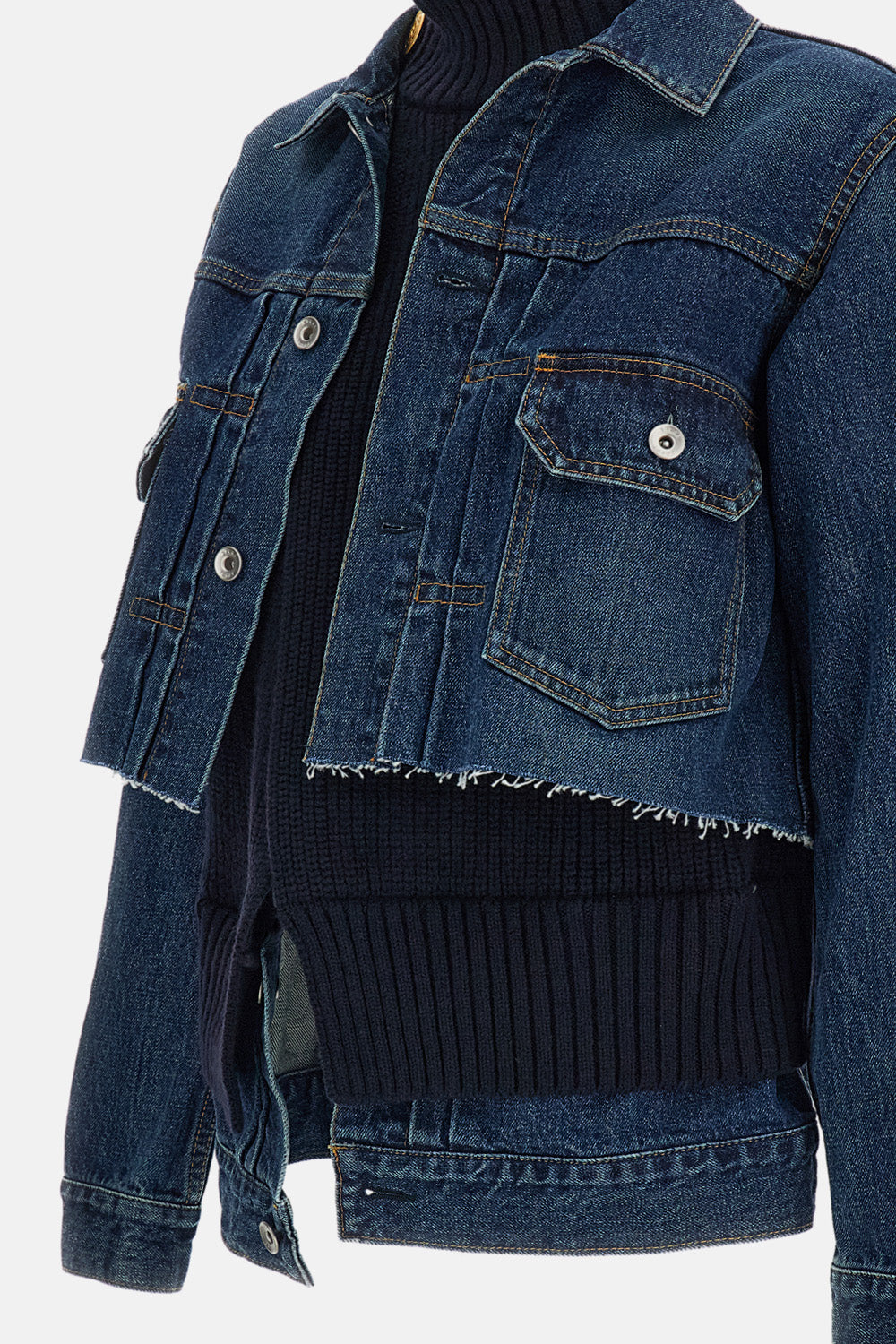 Sacai Sacai Women Denim X Wool Knit Jacket