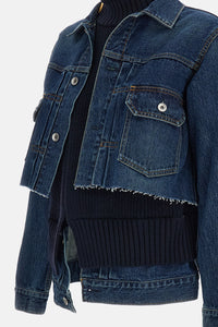 Sacai Sacai Women Denim X Wool Knit Jacket