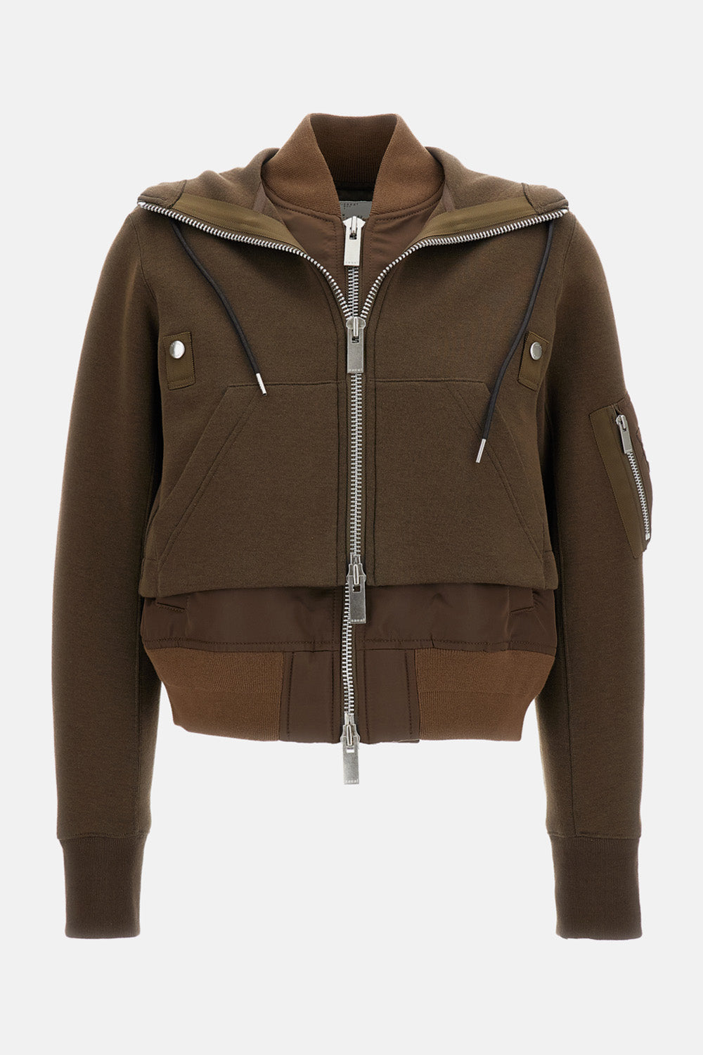 Sacai Women Bomber-Style Hooded Sweatshirt