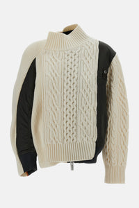 Sacai Sacai Women Nylon Twill X Wool Knit Blouson