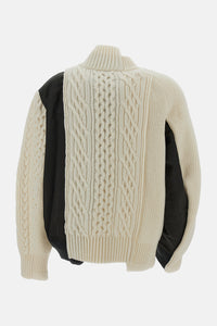 Sacai Sacai Women Nylon Twill X Wool Knit Blouson