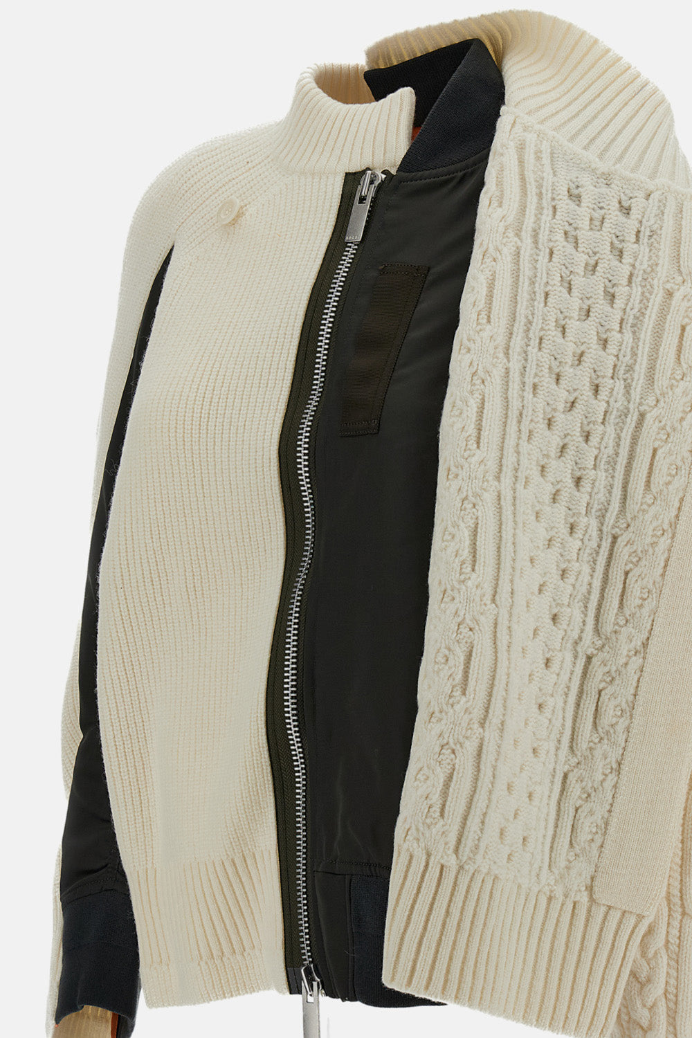 Sacai Sacai Women Nylon Twill X Wool Knit Blouson