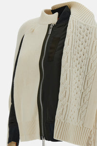 Sacai Sacai Women Nylon Twill X Wool Knit Blouson