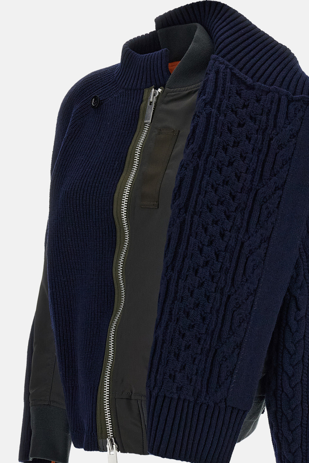 Sacai Sacai Women Nylon Twill X Wool Knit Blouson